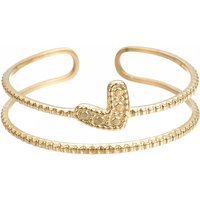 304 Stainless Steel Heart Wrap Open Cuff Ring for Women, Golden — Costume Jewelry