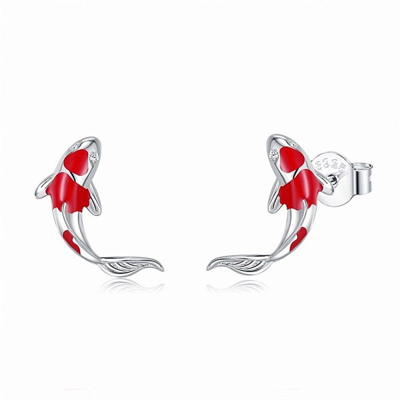 Rhodium Plated 925 Sterling Silver Stud Earrings with Cubic Zirconia — Costume Jewelry