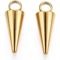 Rack Plating 201 Stainless Steel Golden Cone/Spike Charms