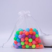 Rectangle Organza Drawstring Bags, White, 12x9 cm