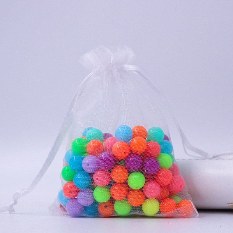 Sacs en Organza Rectangulaires avec Cordon, Blanc, 12x9 cm — Rangement et présentation