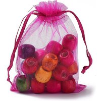 Camellia Rectangle Organza Drawstring Bags, 12x9cm