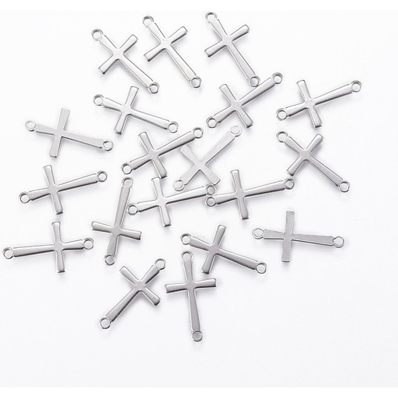 20Pcs Charms Connecteurs Croix en Acier Inoxydable 201 — Accessoires pour bijoux