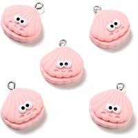 Opaque Resin Shell Charm Pendant with Platinum Tone Loops — Charms & Pendants