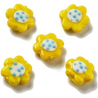 Perles en Verre Soufflé à la Main, Fleur, Or, 18-19x20.5x8.5mm, Trou: 1.6mm — Perles à bijoux