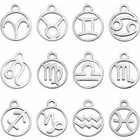 12Pcs Charms en Acier Inoxydable 201 avec 12 Designs de Constellations — Breloques et pendentifs