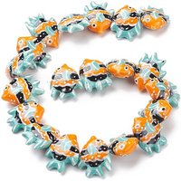 Handmade Porcelain Fish Beads in Dark Turquoise — Jewelry Beads