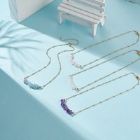 Collier en perles de pierres naturelles mélangées avec chaîne plaquée or
