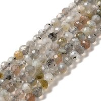 Brins de perles de labradorite naturelle, facettées, rondes, 3mm