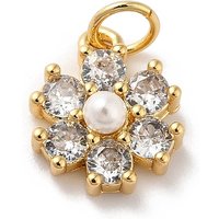 Rack Plating Brass Micro Pave Cubic Zirconia Flower Charm — Charms & Pendants