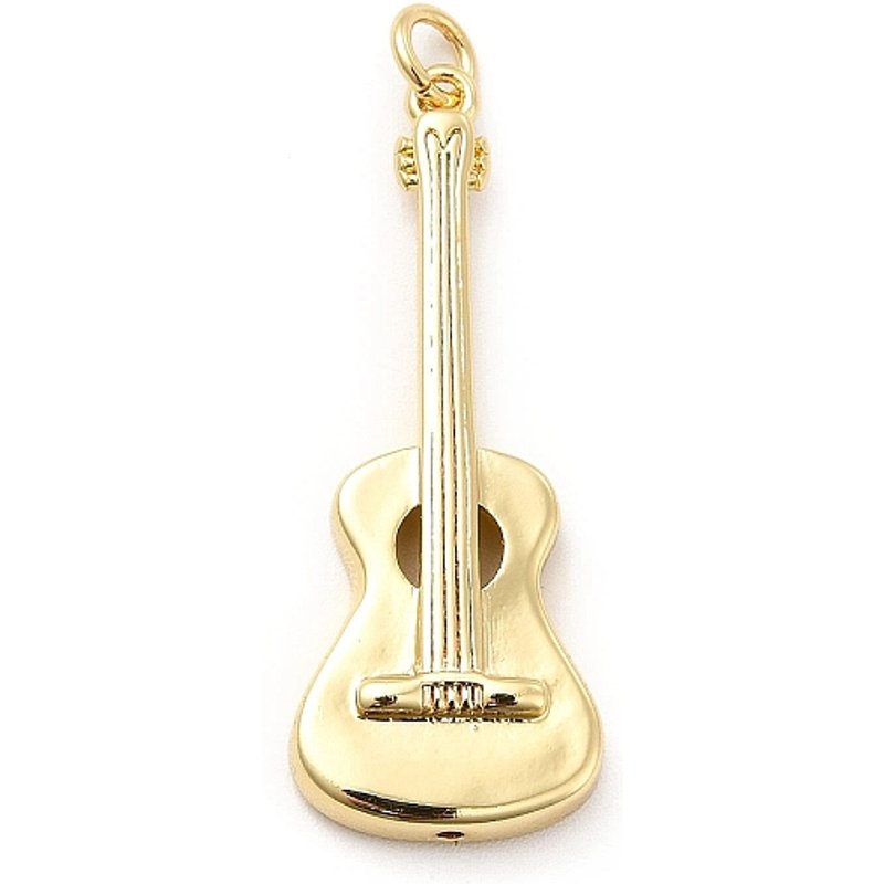 Rack Plating Guitar Charm Pendant, 18K Gold Plated, Cadmium & Lead Free — Charms & Pendants