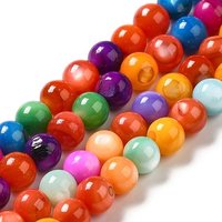 Brins de perles en coquillage d'eau douce teintées, rondes, colorées, 5mm
