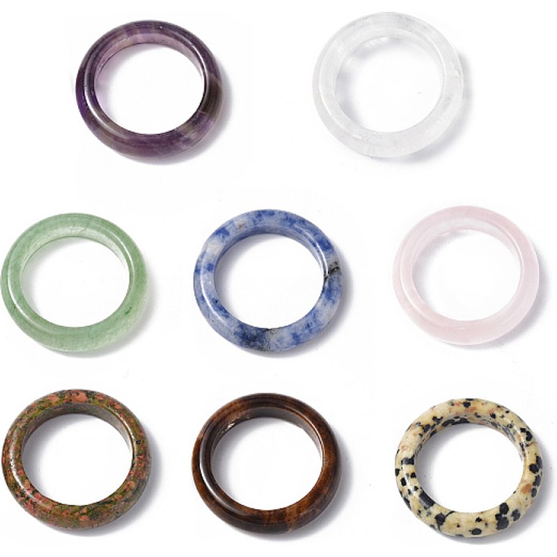 Natural Gemstone Plain Band Ring for Women, Size 9 — Costume Jewelry
