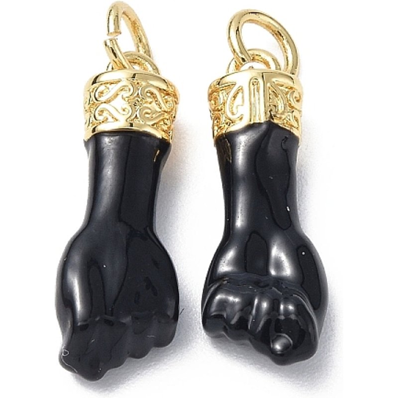 Pendentif en Émail de Laiton Écologique, Charm Main, Plaqué Or 18K — Breloques et pendentifs