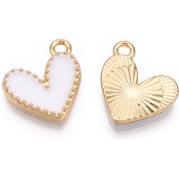 Light Gold Heart Charm - Alloy Enamel, Cadmium, Nickel & Lead Free