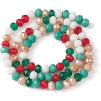 Fils de Perles en Verre Facettées, Thème de Noël, Colorées, 6x5mm — Perles à bijoux