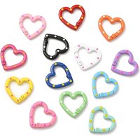 Spray Painted Alloy Spring Gate Rings, Heart Polka Dot Pattern — Jewelry Findings