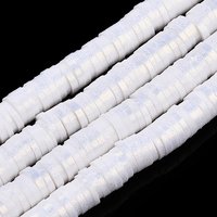 Brins de Perles en Argile Polymère Faits Main, Heishi, Blanc, 6mm, 15.75 — Perles à bijoux
