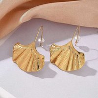 Ion Plating 304 Stainless Steel Ginkgo Leaf Dangle Earrings