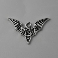 Halloween Bat Charm Pendant in Black Enamel, 17x25.5mm — Charms & Pendants