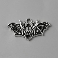 Halloween Bat Charm Pendant in Black Enamel