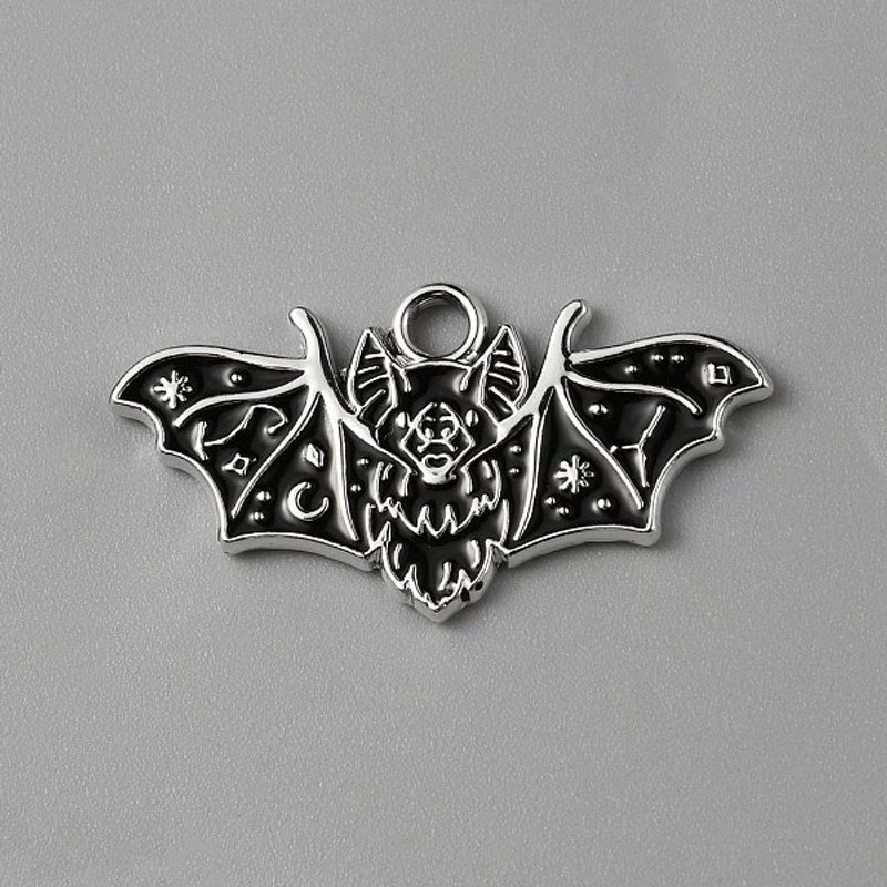 Halloween Bat Charm Pendant in Black Enamel — Charms & Pendants