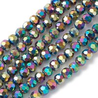 Brins de perles en verre électroplaqué, facettées, rondelles, colorées — Perles à bijoux