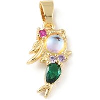Brass Micro Pave Cubic Zirconia Mermaid Pendant in Teal — Charms & Pendants
