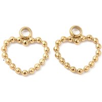 Charm en Acier Inoxydable 304 en Forme de Coeur Creux, Plaqué Or 14K — Breloques et pendentifs