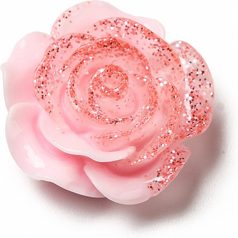 Cabochons en résine opaque rose en forme de fleur avec paillettes — Pierres précieuses en vrac