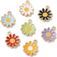 Charm en Émail en Alliage Écologique, Fleur, Couleurs Mélangées, 14x12x2mm — Breloques et pendentifs