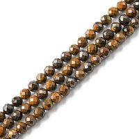 Natural Tiger Eye Beads Strands, Faceted Round, 4mm — Jewelry Beads