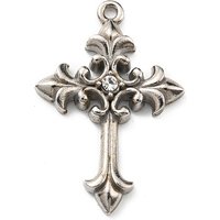 304 Stainless Steel Cross Charms with Rhinestone Pendants