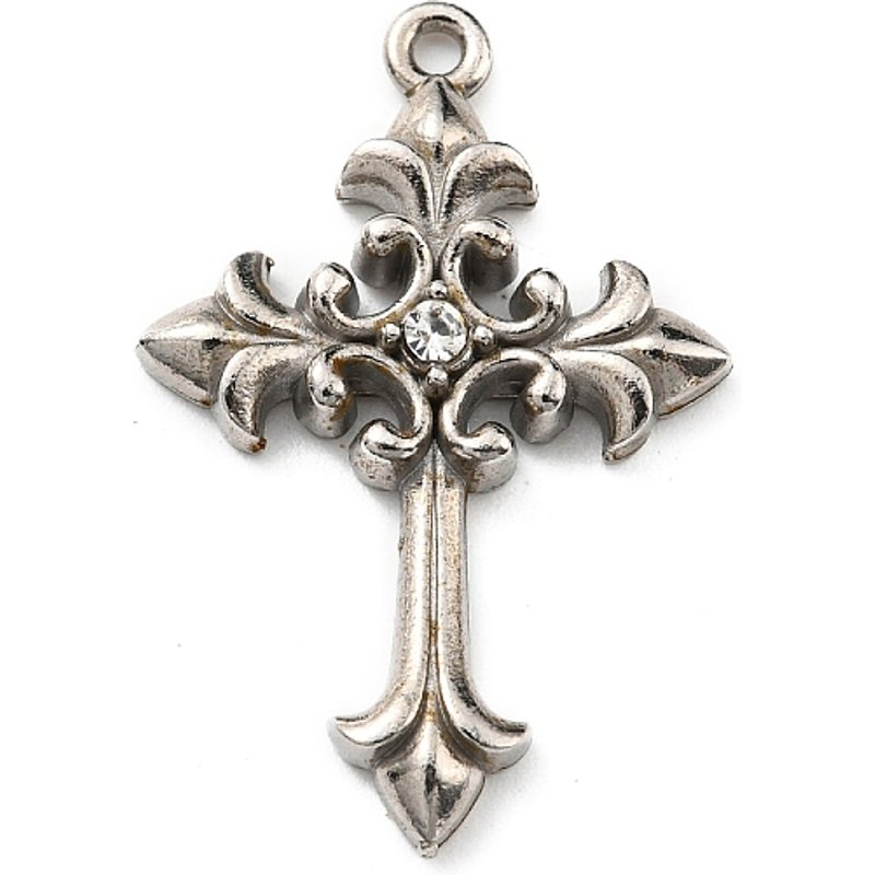 Charms Croix en Acier Inoxydable avec Pendentifs en Rhinestone — Breloques et pendentifs
