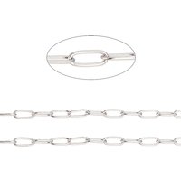 304 Stainless Steel Paperclip Chains, Soldered, 10m Roll