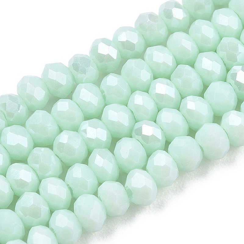 Brins de perles en verre électroplaqué, finition perle lustrée, cyan clair — Perles à bijoux