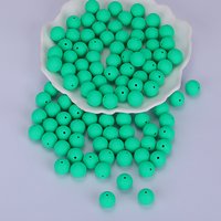 Round Silicone Focal Beads, Spring Green, 15mm Diameter — Jewelry Beads