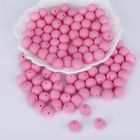 Perles Focales Rondes en Silicone, Rose Perle, 15mm