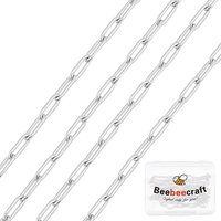 Rhodium Plated 925 Sterling Silver Paperclip Chain, 1M — Chains, Wire & Cord