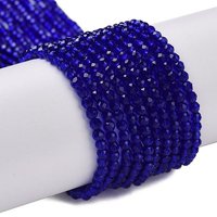 Brins de Perles en Verre Transparent, Ronde Facettée, Bleu Moyen