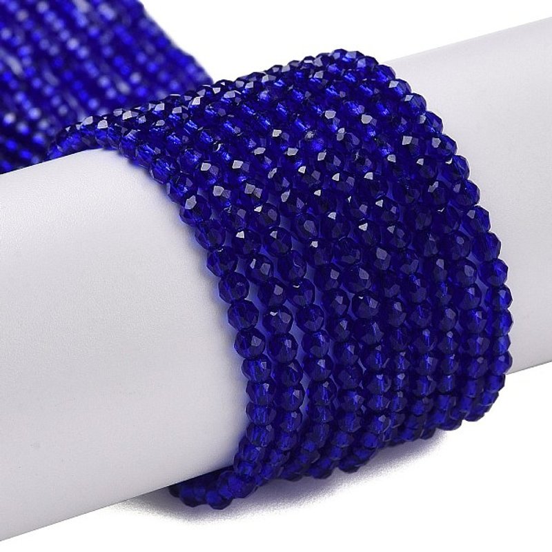 Transparent Glass Beads Strands, Faceted Round, Medium Blue — Jewelry Beads