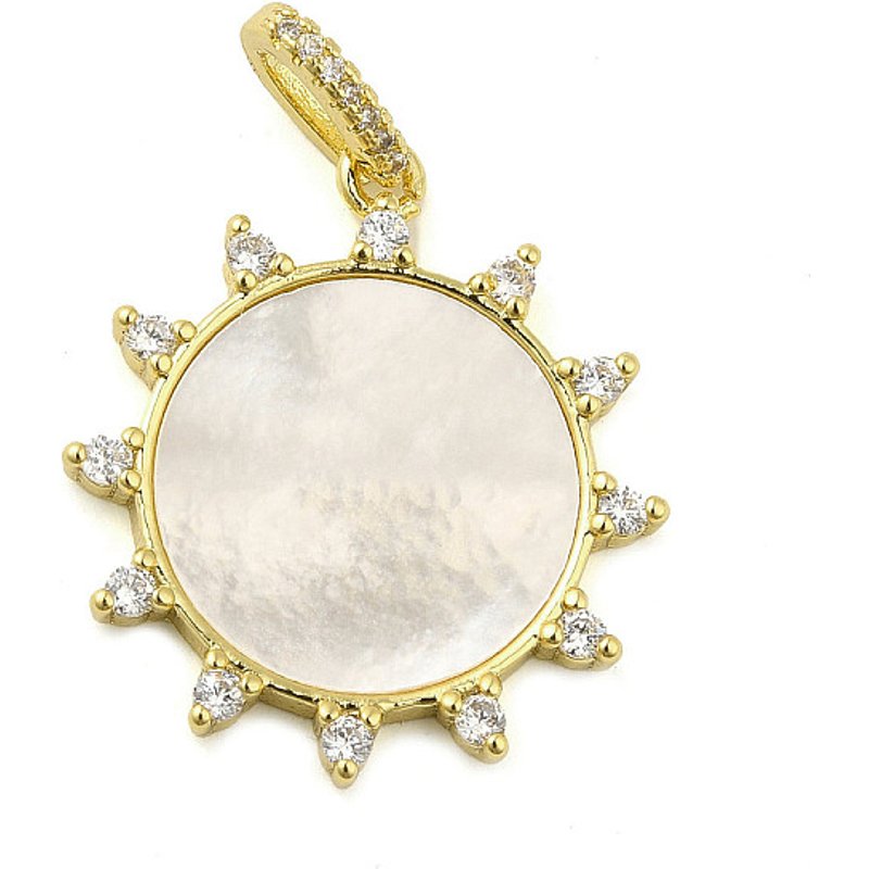 Pendentif en Laiton Micro Pave Charme Soleil, Plaqué Or 18K — Breloques et pendentifs
