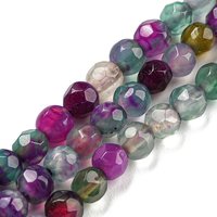 Brins de perles d'agate naturelle, rondes facettées, magenta, 4mm — Perles à bijoux