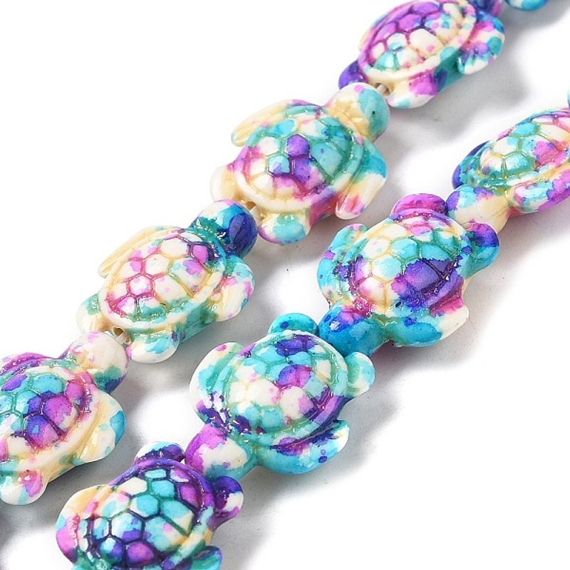 Synthetic Turquoise Dyed Beads Strands, Sea Turtle, Deep Sky Blue — Jewelry Beads