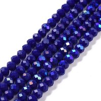 Brins de perles en verre bleu opaques électroplaqués, moitié arc-en-ciel — Perles à bijoux