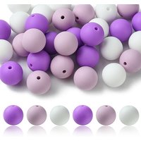 30 Pcs Perles Ronde en Silicone pour Bijoux et Porte-Clés DIY — Perles à bijoux