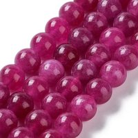 Fil de perles de jade naturel teinté de Malaisie, ronde Camellia, 8mm — Perles à bijoux