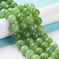 Brins de perles de jade naturel teinté de Malaisie, rond, jaune-vert — Perles à bijoux