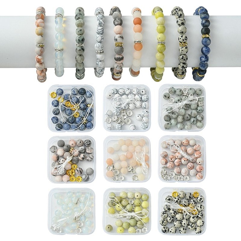 Trousse de fabrication de bracelet élastique en howlite naturelle — Outils de création de bijoux