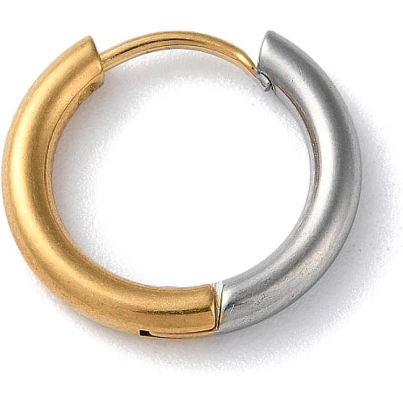 Boucles d'oreilles créoles Huggie en acier inoxydable 304 bicolore — Boucles d'oreilles créoles
